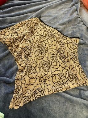 Women’s one shoulder Floral Lace Overlay Cami Top in Cream and Black